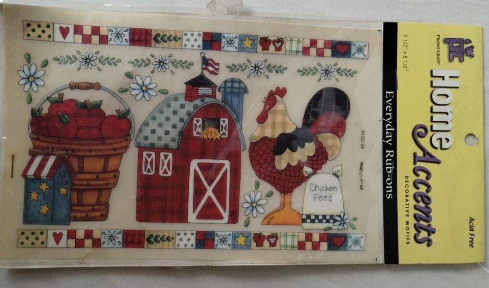 Provo Craft Home Accents Rub-ons -A-Doodle-Do Barn Apples Decor Motifs NIP